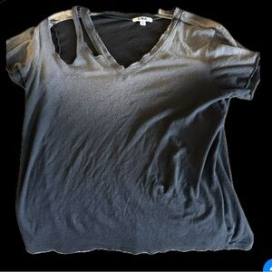 LNA Charcoal Distressed V-Neck Tee